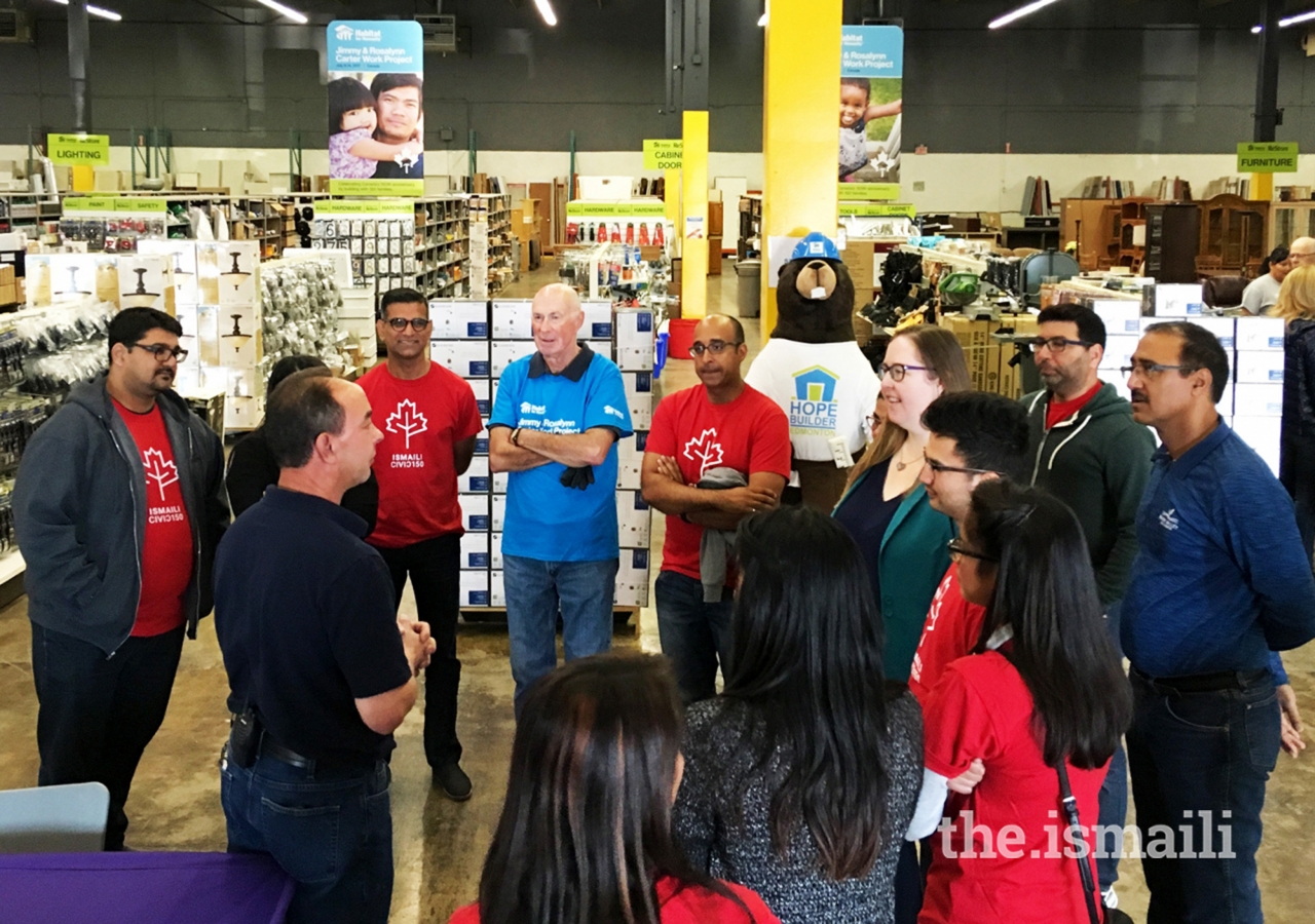 Ismaili CIVIC 150 volunteers in Edmonton during orientation at Habitat for Humanity's ReStore.