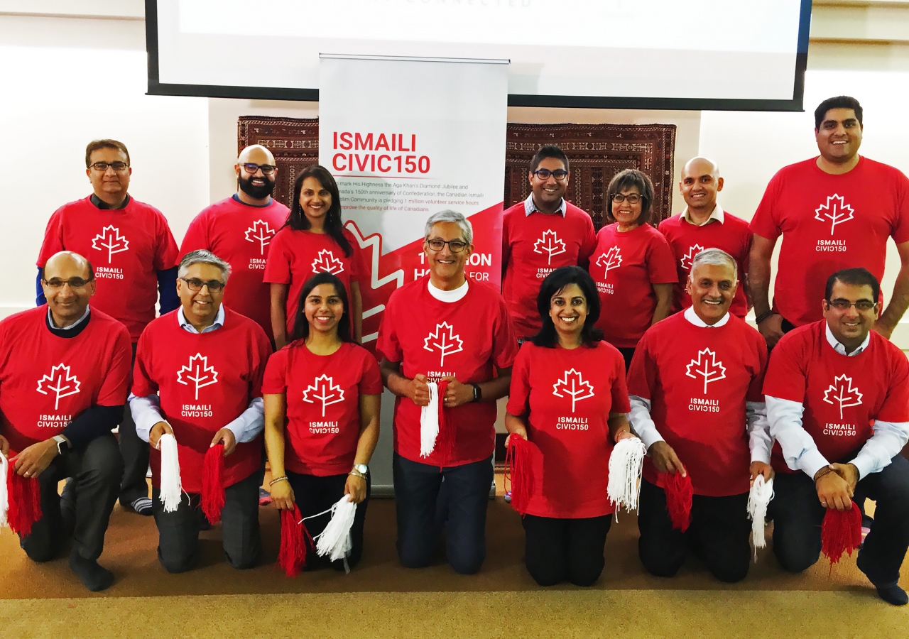 Ismaili CIVIC 150 Edmonton volunteers pose for a photo.