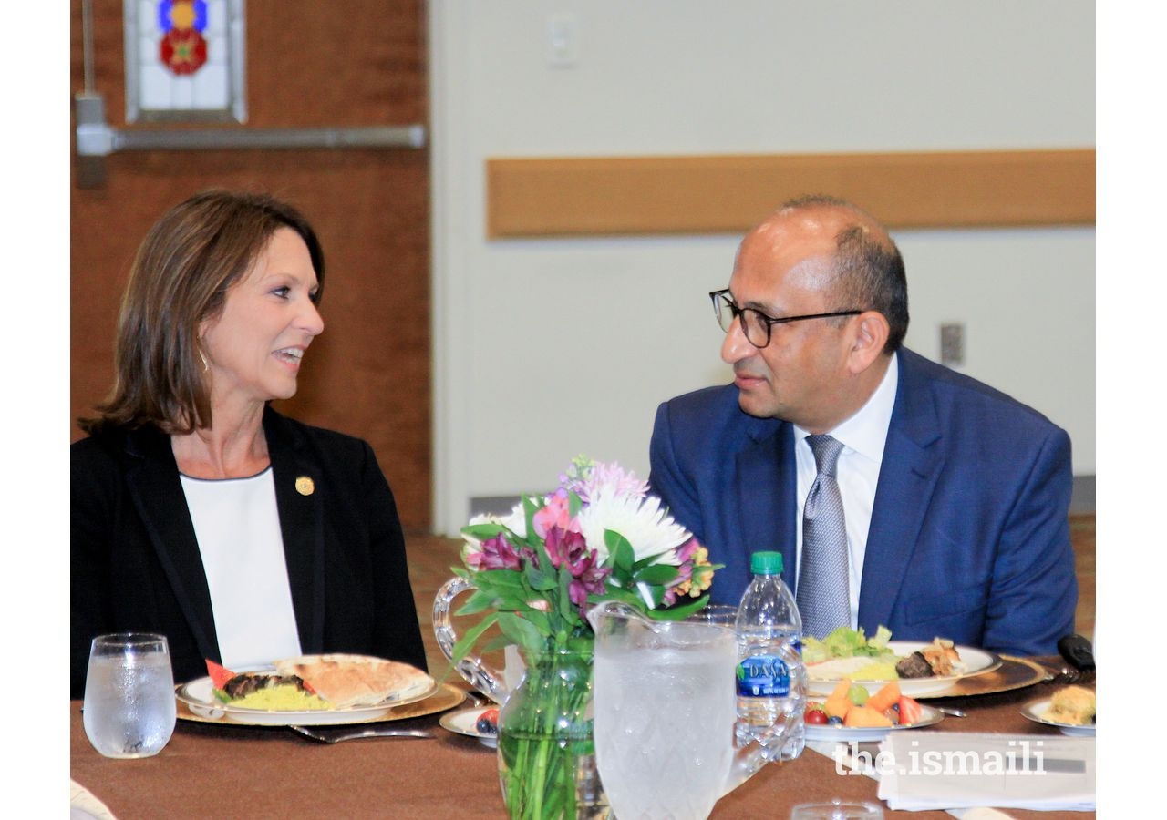 Senator Angela Paxton and Amyn Merchant discussing unique approaches of identifying talent for the Academies.