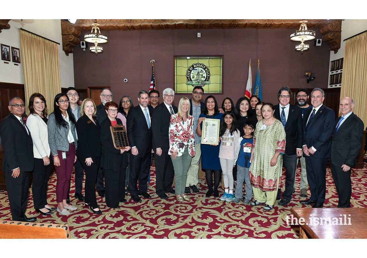 Sharmin Barolia seen with Beverly Hills civic leaders, friends, family and Jamati members.