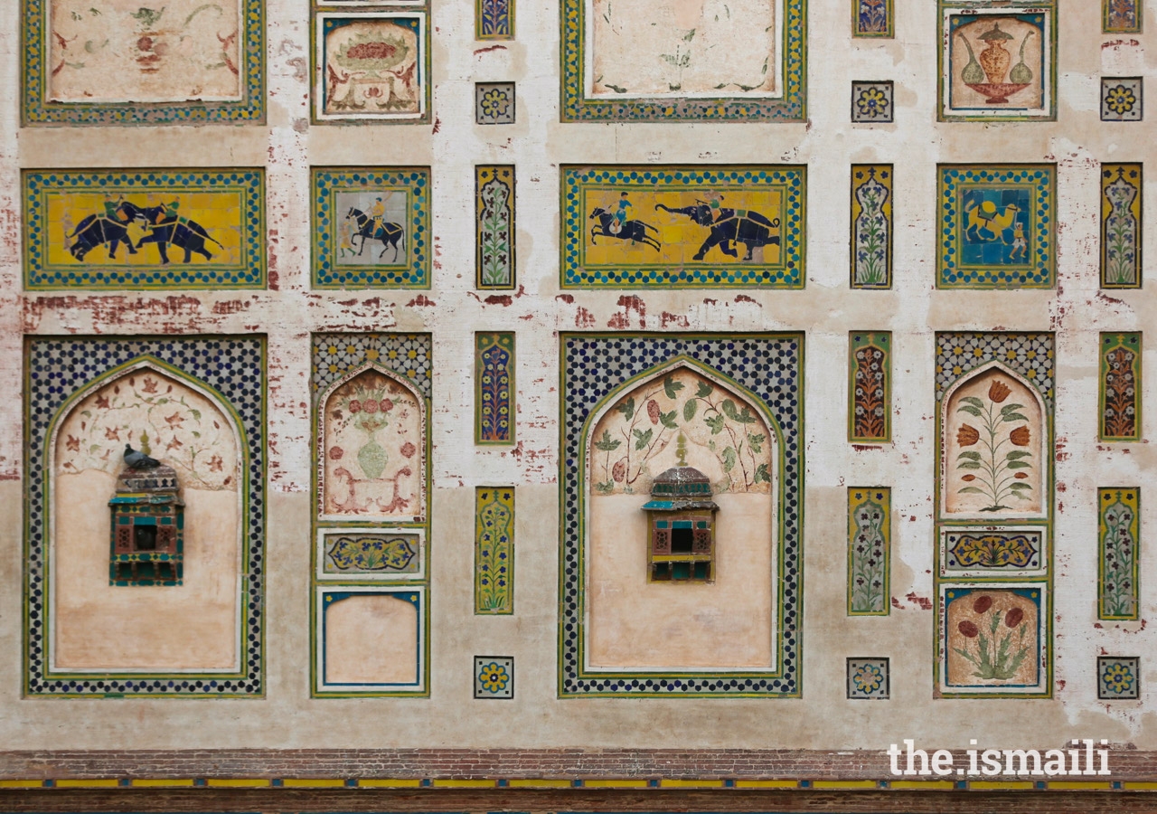 Detailed view of the Picture Wall West facade after conservation.