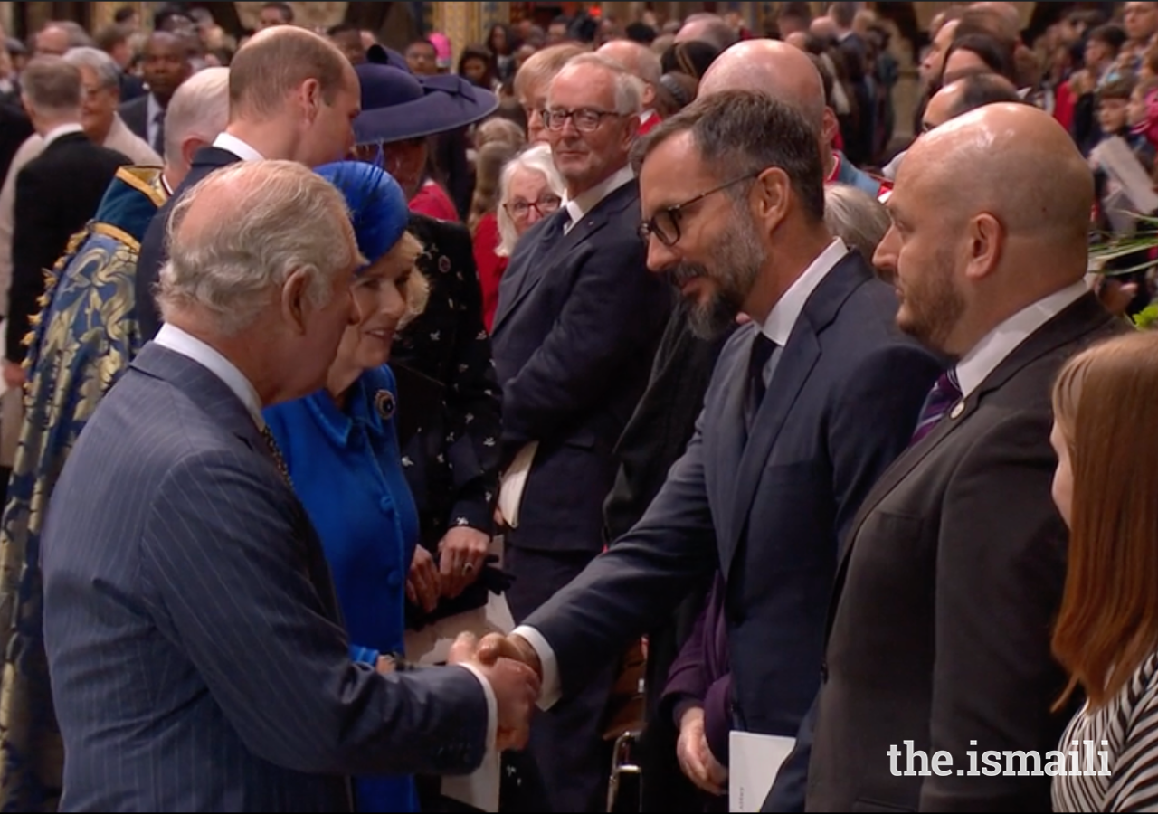 Prince Rahim and His Majesty King Charles at the Commonwealth Day Service at Westminster Abbey on 13 March 2023.