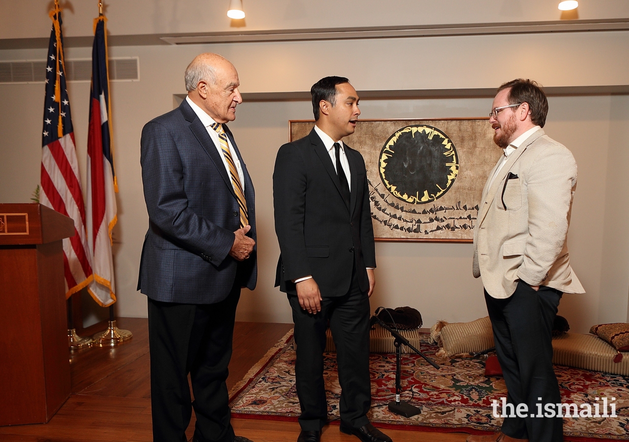 Guests speaking with Congressman Joaquin Castro following the luncheon program 