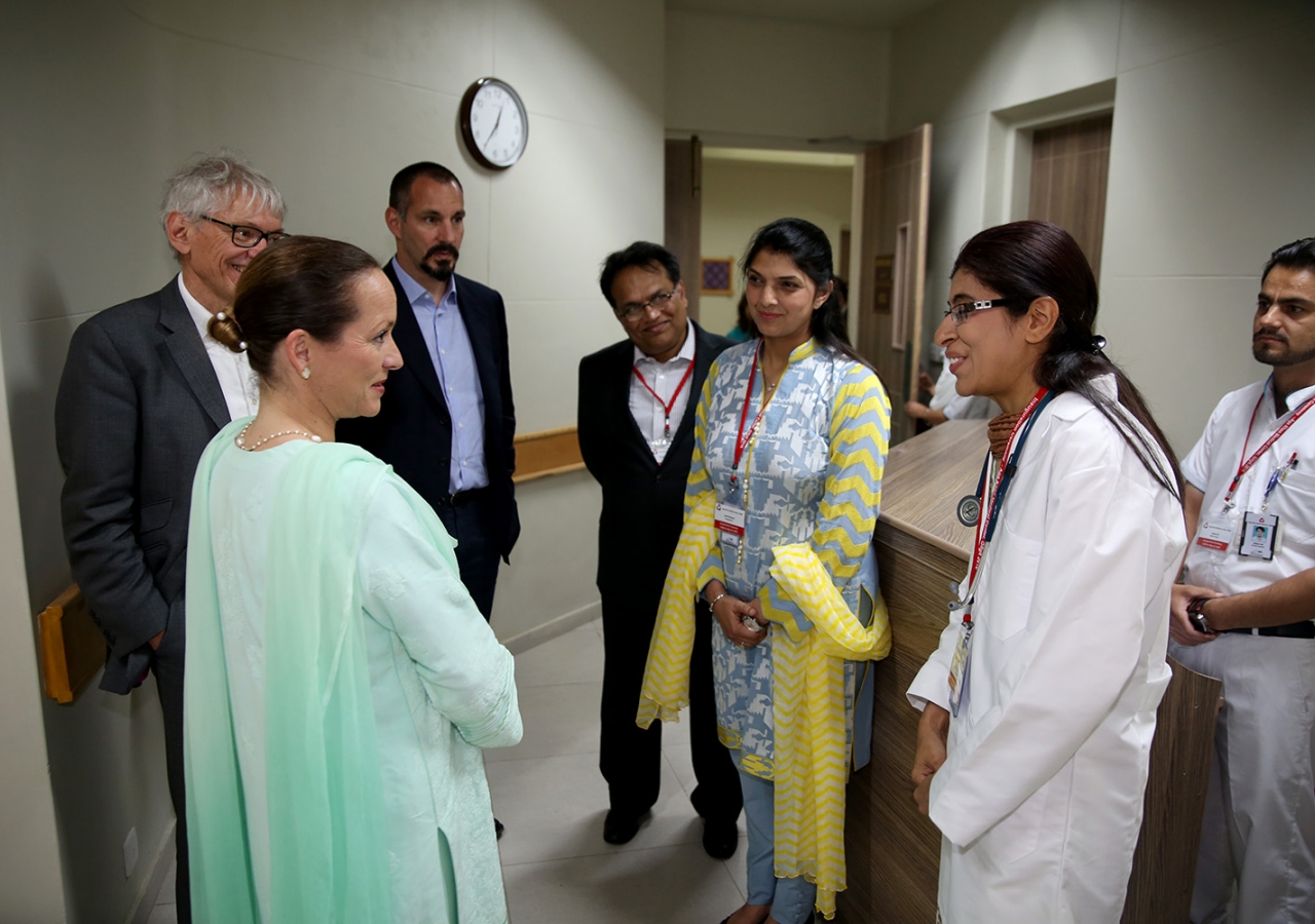 Prince Zahra and Prince Rahim speak with the medical staff at the new Aga Khan Medical Centre in Gilgit. Rahim Khoja