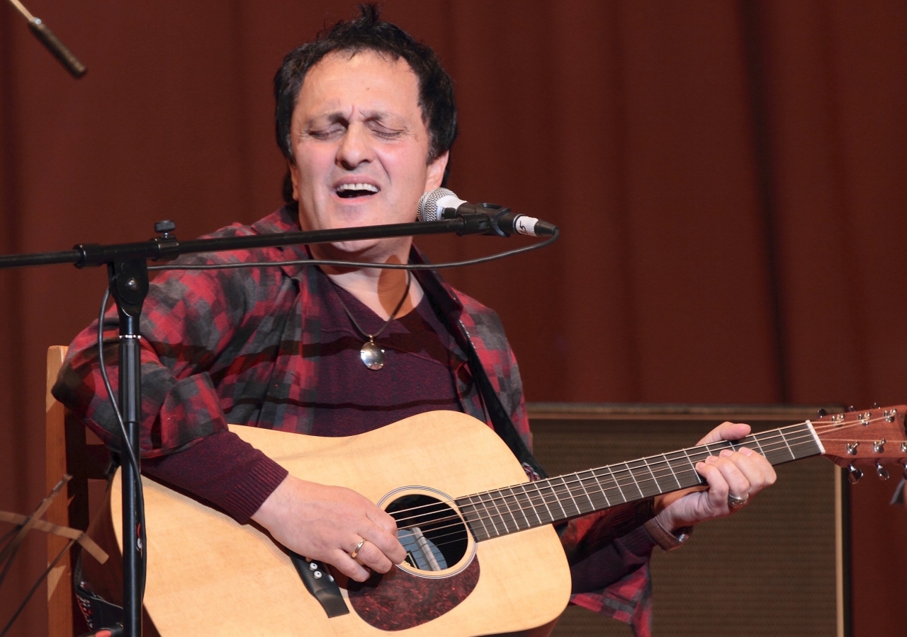 Samandar Rustamovich passionately singing. He says his music is “a research of graceful balance between natural harmony of Pamiri folk and sacred music, original sounds, compositions, and arrangements.”