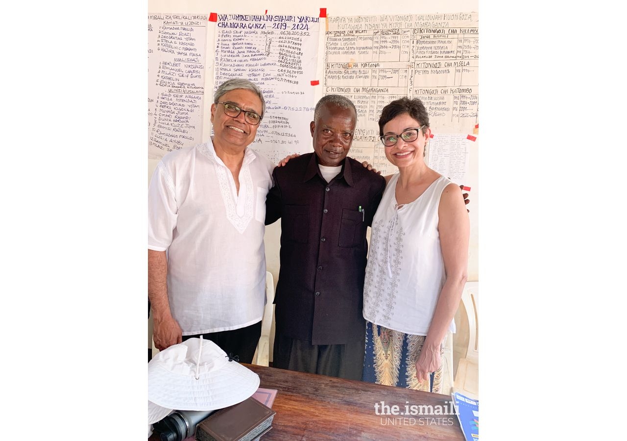 Shelmina and Minaz with Patrick Maganga, leader of Mgaraganza and seven neighboring villages.