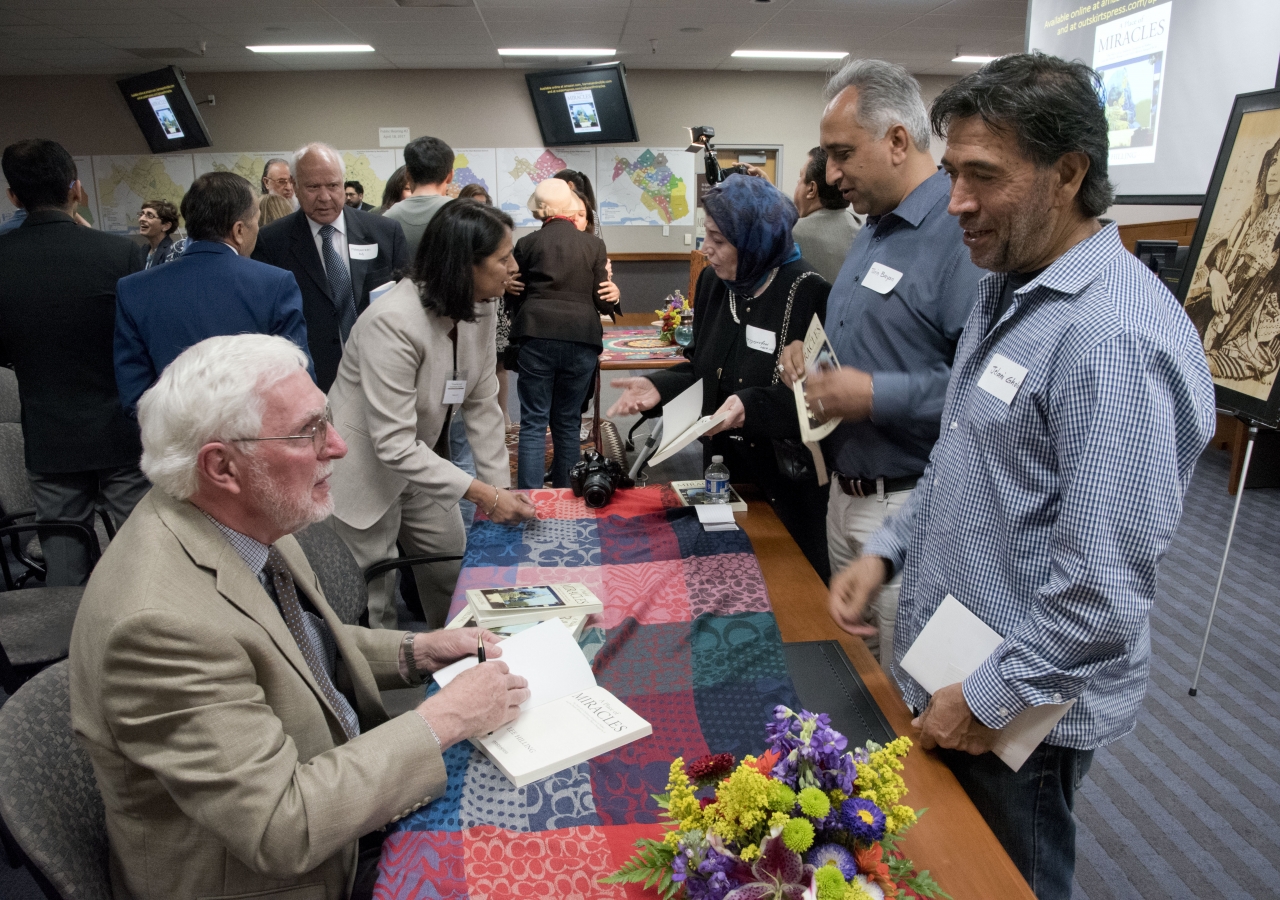 Lee Hilling with Taher and Sarwar Bayan of The Children of War Foundation, and Jelani Khusrawy (Rep. for Artist Shokoor Khusrawy)