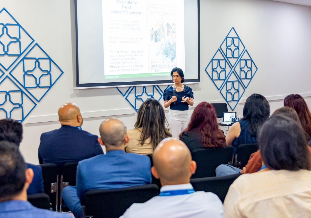 Dr. Zahra Jamal led a session, guiding participants in how to articulate their faith through scenario-based simulations and connecting the Shia Ismaili Muslim principles to civic engagement.