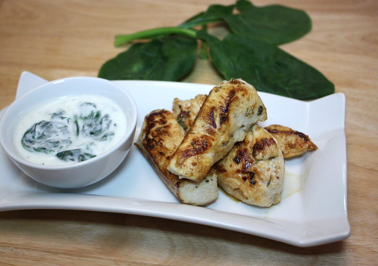 Pan Saute Tarragon Chicken with Spinach Dip