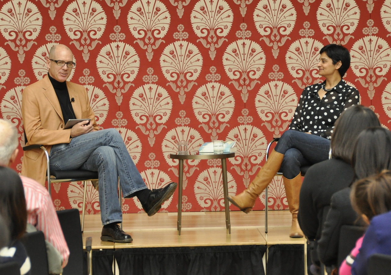 Tasneem Jamal in conversation with Craig Daniels about her novel “Where the Air is Sweet” at the Ismaili Centre, Toronto in November 2014. Ibrahim Meru