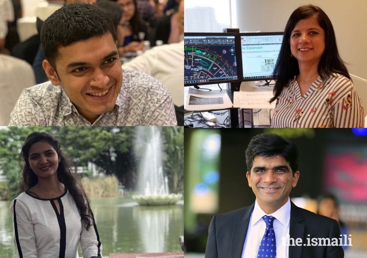 Mentors Fatimah Sorathia (top right) and Rafiq Somani (bottom right), and Mentees Ghazala Mirani (bottom left) and Rishaad Amlani (top left).