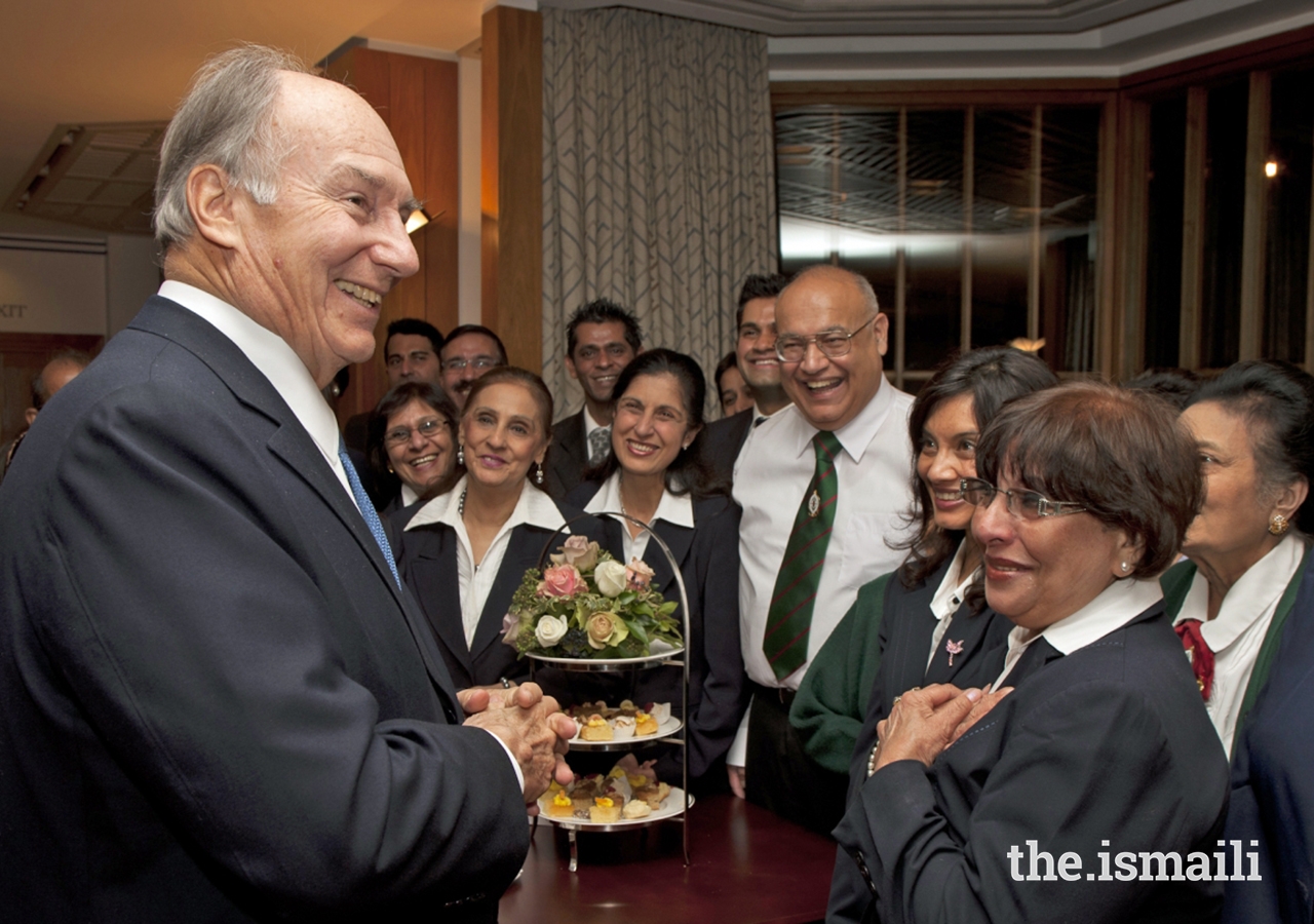 Mawlana Hazar Imam meets with volunteers on the occasion of the 25th anniversary of the Ismaili Centre London.