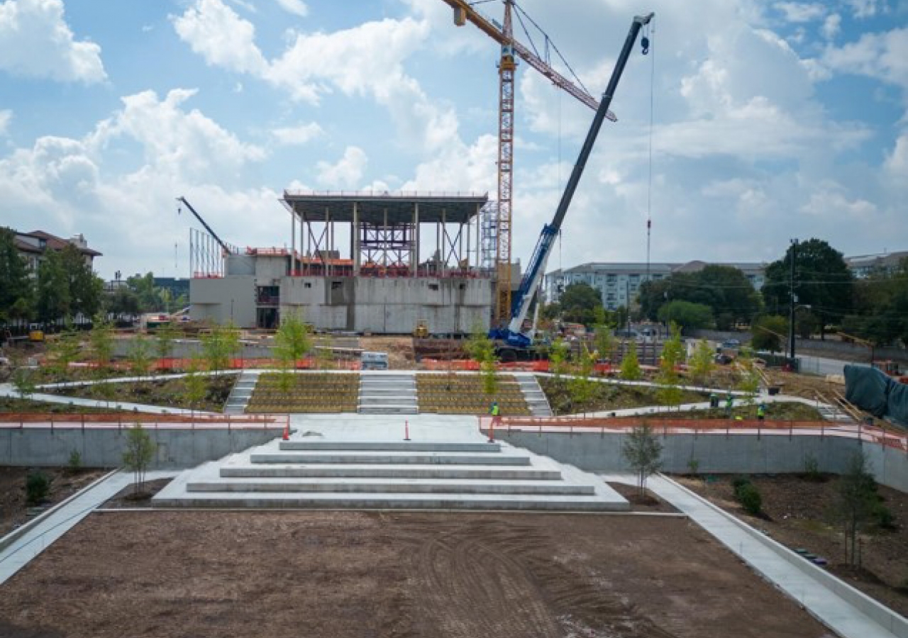 Level 4 deck and social wing construction progress.