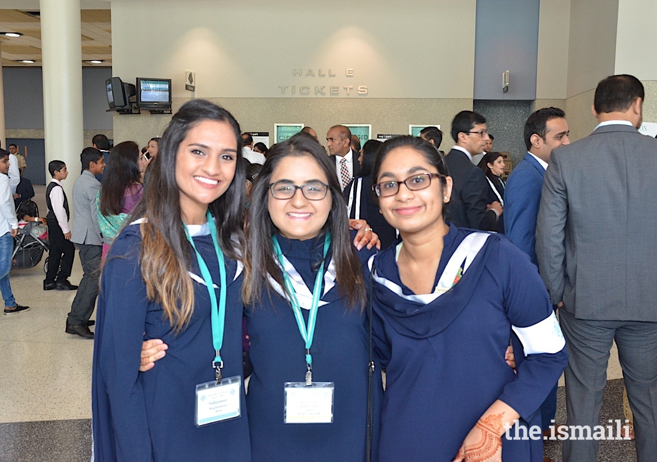 Anam Sherali (center) with other volunteers in Houston. The Ismaili Volunteer Corps in the USA have supported the development of the Jamat for over 40 years.