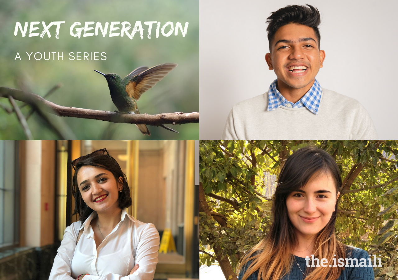 Young members of the Jamat, such as Nitasha Aslam (left), Ziyaan Virji (top right), and Nuriya Mullo-Abdolova (bottom right) are working to improve natural habitats in their respective parts of the world.