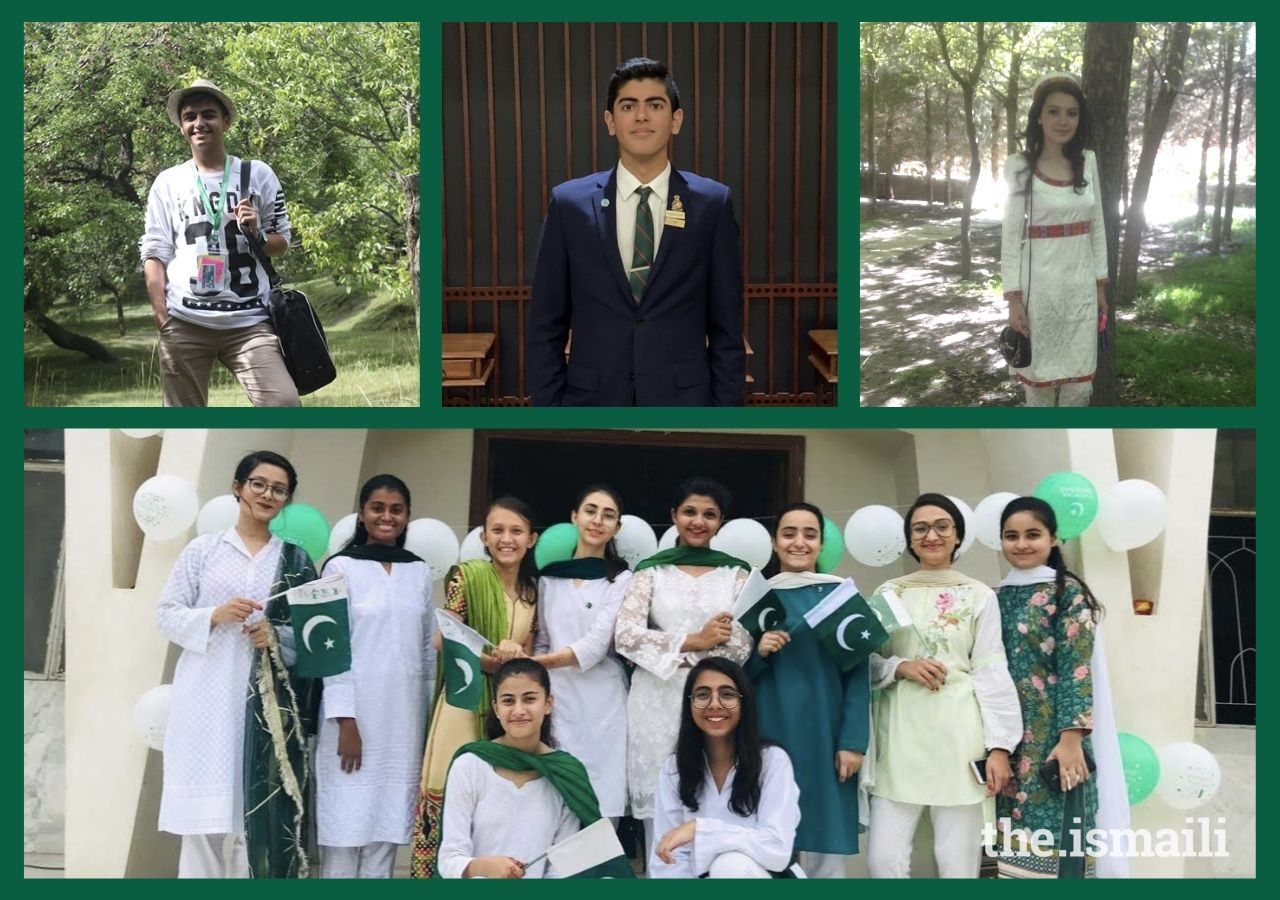 Top (left to right): Ali Alhaj, Ari Surani, Anisa Zulfova. Bottom: Arisha Wadani (front right) with her Guides group in Pakistan.