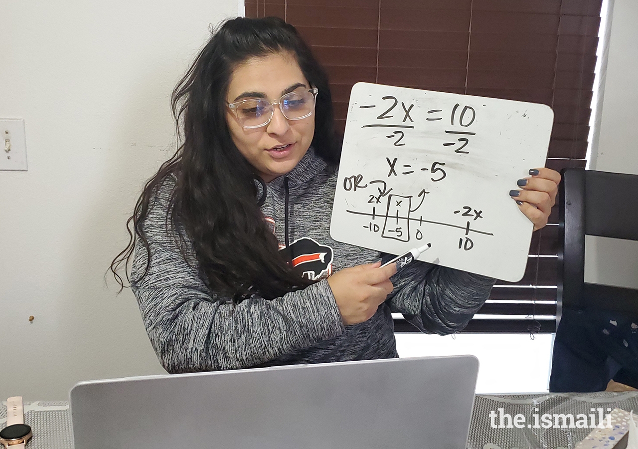 High school algebra teacher Zohra Samji from Dallas, Texas, maintains daily office hours through Zoom in order to support her students.