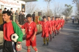 Members of one of Afghanistan’s Ismaili football teams are applauded during the inauguration ceremonies. 