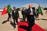 Mawlana Hazar Imam heads toward his plane prior to departing Lisbon at the conclusion of his Golden Jubilee visit to Portugal. 