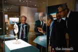 Curator, Dr. Assadullah Souren Melikian-Chirvani, shows an artefact to Prince Amyn, AKDN Resident Representative to Canada Dr. Mahmoud Eboo, Aga Khan Trust for Culture General Manager Luis Monreal, and Ismaili Council for Canada President Malik Talib.