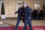 President Emmanuel Macron welcomes Mawlana Hazar Imam to the Palais de l'Élysée for a dinner reception ahead of the Paris Peace Forum.