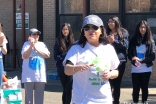 Councilwoman Anna Kaplan offering remarks during the I-CERV Earth Day Park Beautification in Long Island in April 2018.