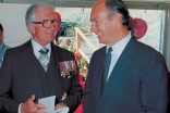 Mawlana Hazar Imam together with the Honourable Henry Bell-Irving, Lieutenant Governor of British Columbia, at the Foundation Ceremony of the Ismaili Centre, Burnaby.