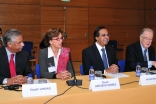 AKDN Representative Nazim Ahmad, Dinah Azevedo Gomes, Ismaili Council for Portugal President Amirali Bhanji, and UN High representative for the Alliance of Civilizations Dr Jorge Sampaio participate in the proceedings of the 2009 Lisbon Forum hosted at th