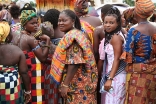 Kente cloth worn at a festival in Kpetoe Agotime, in the Volta region of Ghana. The colours and patterns of the cloth convey different meanings and are said to symbolically preserve the history, ethics and moral values of the people.