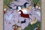 A scene from the Shahnama: Rustam pursues Akvan the Onager-Div.