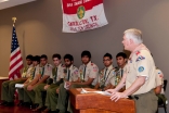 The keynote speaker, Congressman Pete Sessions, addresses the audience about the importance of scouting and community service.