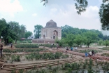 Panoramic view of ongoing landscape at the Lakkarwala Burj in Sunder Nursery.