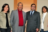 Saloni Firasta-Vastani, Member of the Ismaili Council for the Southeastern United States, Imam Plemon El-Amin, and Priyanka Sinha, Director of Communications and Marketing at the Michael C. Carlos Museum gather with Dr. Hussein Rashid (second from the rig