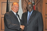 Mawlana Hazar Imam with His Excellency, President Mwai Kibaki of Kenya at Harambee House in Nairobi.