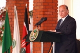 Mawlana Hazar Imam addresses the gathering at the inauguration of the Aga Khan University Hospital Heart and Cancer Centre in Nairobi.