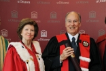 Mawlana Hazar Imam together with AKU President Firoz Rasul, University of Ottawa Chancellor Huguette Labelle and President Allan Rock, after Hazar Imam received an honorary doctorate from the University.