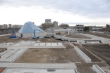 Jan 2012: A view of the Ismaili Centre, Toronto, with concrete structures for the garden water features prominent in the foreground.