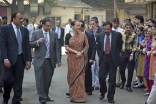 Accompanied by the Chairman of AKHS, India and members of the Prince Aly Khan Hospital management team, Princess Zahra tours the Aga Hall Estate — the grounds on which the hospital stands.