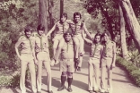 Karim Moledina (centre) enjoys a picnic with the Rovers of Darkhana Scout Group. In 2011, Moledina marked 50 years with the Scouts movement.