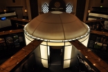 The circular RAYS OF LIGHT structure, set up in the Social Hall of the Ismaili Centre, Dubai.