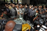 Mawlana Hazar Imam and other leaders are briefed about the new EAC headquarters building.