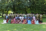 Mawlana Hazar Imam, Prince Rahim, Princess Salwa and members of the Imam’s family pose for a photograph with the members of the Ismaili Leaders’ International Forum after the nikah ceremony.