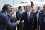 Mawlana Hazar Imam is welcomed to Portugal on behalf of the Jamat by Ismaili Council President Amirali Bhanji.