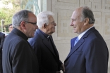 Mawlana Hazar Imam welcomes the Cardinal Patriarch of Lisbon, His Eminence Dom Manuel Clemente, accompanied by the Patriarch Emeritus of Lisbon, His Eminence Dom José Policarpo, to the Ismaili Centre, Lisbon.