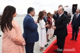 Mawlana Hazar Imam is welcomed to Canada by Jamati leaders upon his arrival in Ottawa.