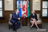 Mawlana Hazar Imam and Rachel Notley, Premier of Alberta, in conversation at the Office of the Premier, the historic McDougall Centre in Calgary.