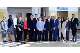 The Texas delegation with former Texas Secretary of State Rolando Pablos, University of Texas System Board of Regent Christina Crain, and leadership from the University of Texas at Dallas.