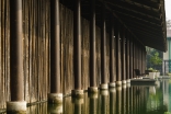 Details of the pillars, made out of upcycled gas pipes, at the Amber Denim Loom Shed in Gazipur, Bangladesh. The project has been shortlisted for the Aga Khan Award for Architecture 2019 cycle.