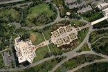 Aerial view over the Citadel View Restaurant, central spine and formal garden.