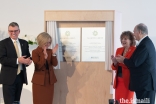 From left: University of Alberta President David Turpin, Premier of Alberta Rachel Notley, Lieutenant Governor of Alberta Lois Mitchell, and Mawlana Hazar Imam unveil the plaque inaugurating the Aga Khan Garden, Alberta.